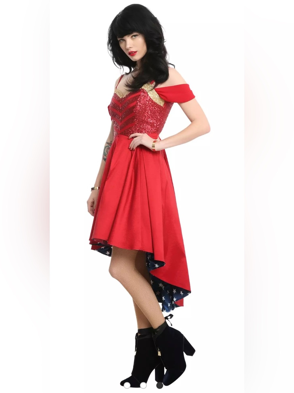 Hot Topic DC Comics Wonder Woman Cosplay Costume High Low Formal Dress M